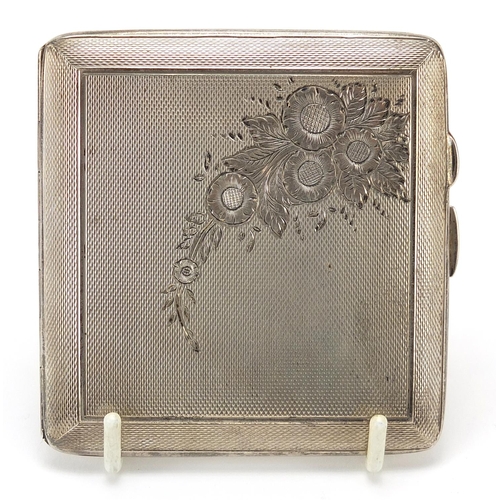 377 - Henry Clifford Davis, silver cigarette case with engine turned decoration, Birmingham 1960, 8.5cm x ... 