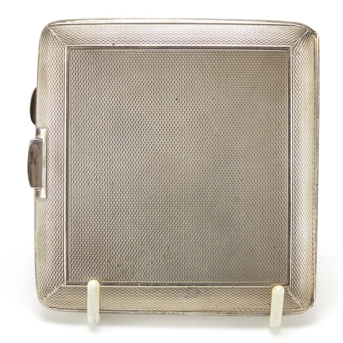 377 - Henry Clifford Davis, silver cigarette case with engine turned decoration, Birmingham 1960, 8.5cm x ... 