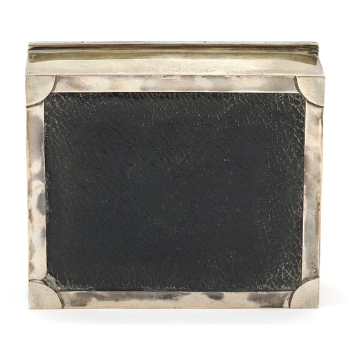 144 - Edwardian silver cigarette box with hinged lid, indistinct maker's mark Chester 1908, 5cm H x 11cm W... 