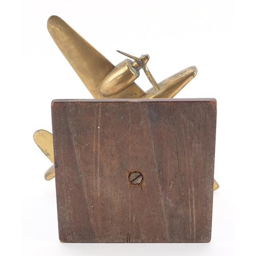 473 - Military interest brass model of an aeroplane with plaque inscribed Wimpey, 21cm wide