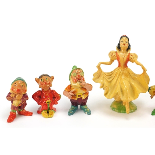 287 - Wade cellulose Snow White and the seven dwarfs, the largest 16.5cm high