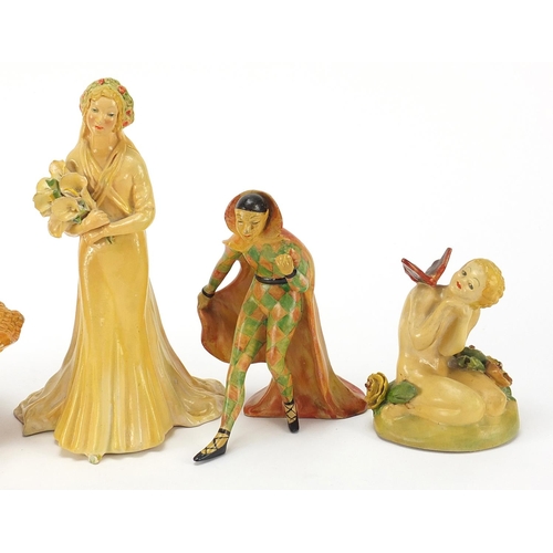 288 - Five Wade cellulose figurines, the largest 19cm high