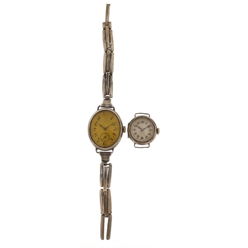 966 - Two silver wristwatches including an Art Deco example, the largest 25mm wide