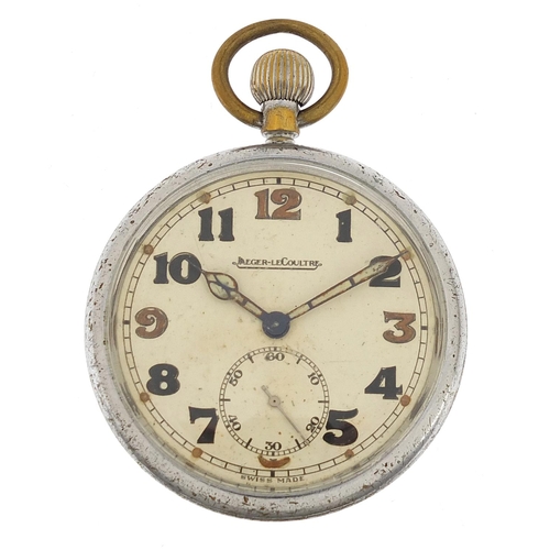 937 - Jaeger Lecoultre, gentlemen's British Military issue open face pocket watch on a graduated silver wa... 