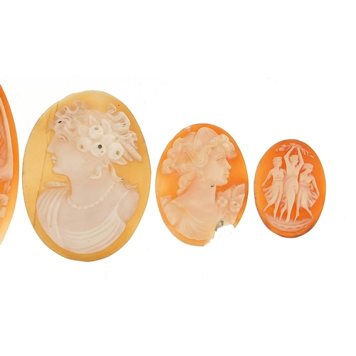 934 - Six cameo panels, the largest 5.5cm high, total weight 21.6g