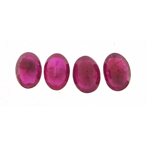 948 - Four ruby gemstones, each 7mm x 5mm