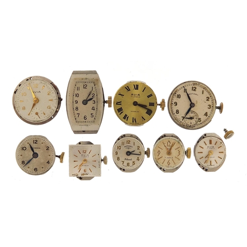 971 - Ladies wristwatch movements and crystals including Rotary, Avia and Rolco, the largest 25mm high