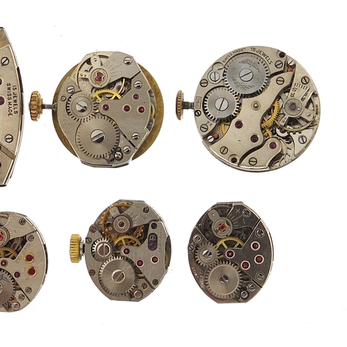 971 - Ladies wristwatch movements and crystals including Rotary, Avia and Rolco, the largest 25mm high