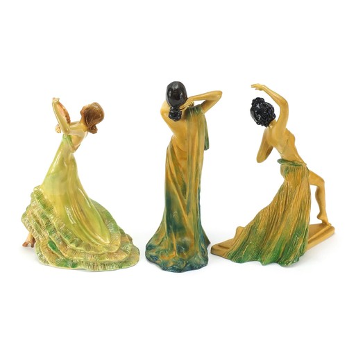 203 - Three Wade cellulose figurines of Art Deco females, the largest 25cm high