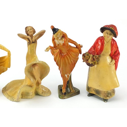 238 - Five Wade cellulose figurines of Art Deco females, the largest 21cm high