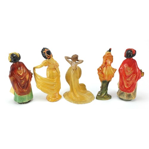 238 - Five Wade cellulose figurines of Art Deco females, the largest 21cm high