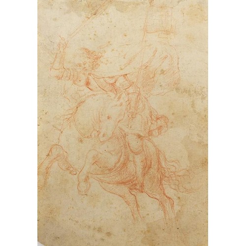 1051 - Portraits, classical scenes and figures on horseback, six 19th century and later chalks and pencils ... 