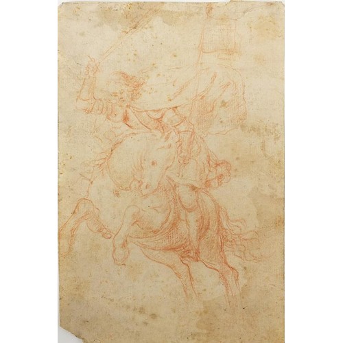 1051 - Portraits, classical scenes and figures on horseback, six 19th century and later chalks and pencils ... 