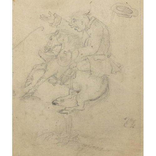 1051 - Portraits, classical scenes and figures on horseback, six 19th century and later chalks and pencils ... 