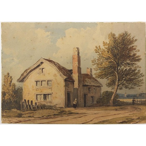 1050 - Landscapes, cottages and figures, six 19th century and later watercolours including one inscribed La... 