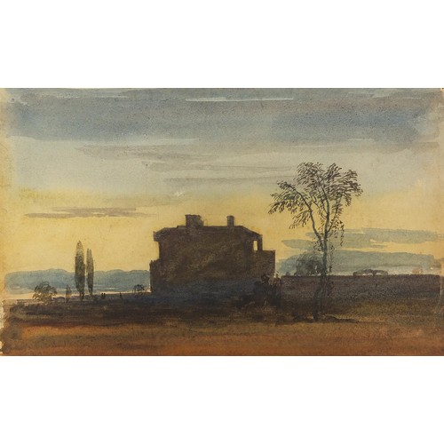 1050 - Landscapes, cottages and figures, six 19th century and later watercolours including one inscribed La... 