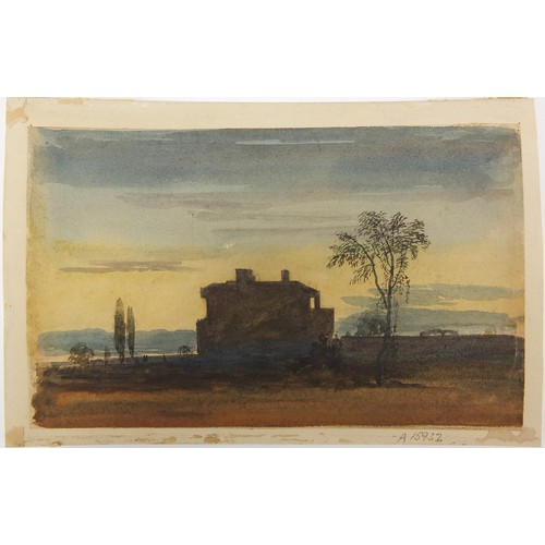 1050 - Landscapes, cottages and figures, six 19th century and later watercolours including one inscribed La... 