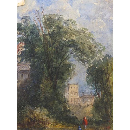 1050 - Landscapes, cottages and figures, six 19th century and later watercolours including one inscribed La... 