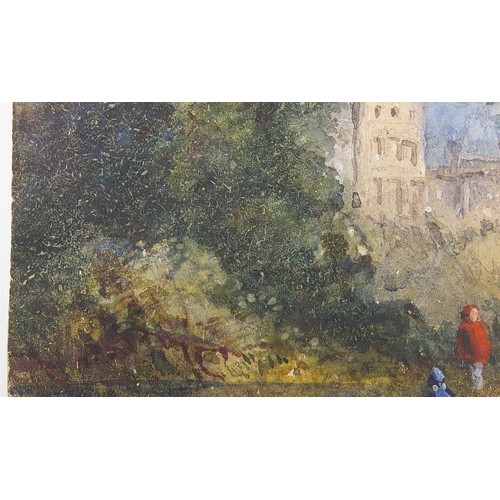 1050 - Landscapes, cottages and figures, six 19th century and later watercolours including one inscribed La... 