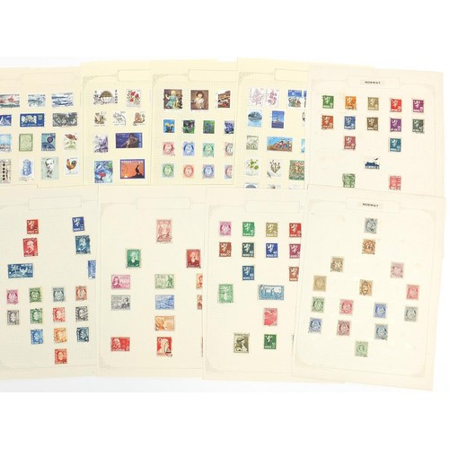 1890 - Collection of Norway stamps arranged on several pages