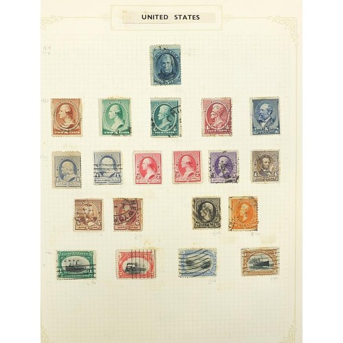 1964 - Collection of very early United States of America stamps arranged on four pages