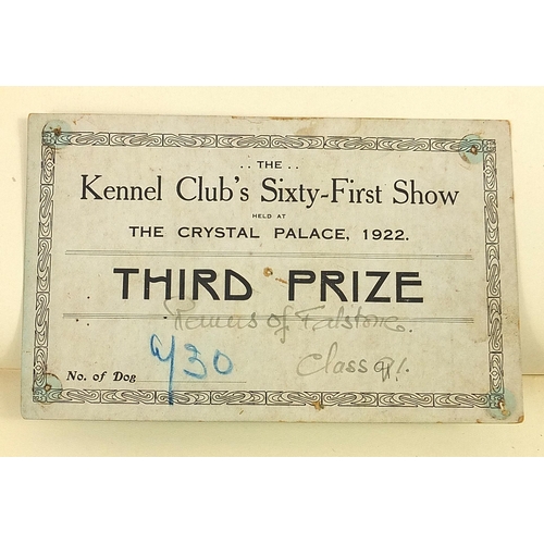 531 - Collection of dog show related ephemera including a large collection of dog show prize labels includ... 