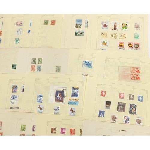 1917 - European countries stamps to including Denmark, Estonia, Finland and Czechoslovakia arranged on seve... 