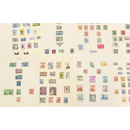 1959 - Latin America collection of stamps including Cuba , Columbia and Costa Rica arranged on several page... 