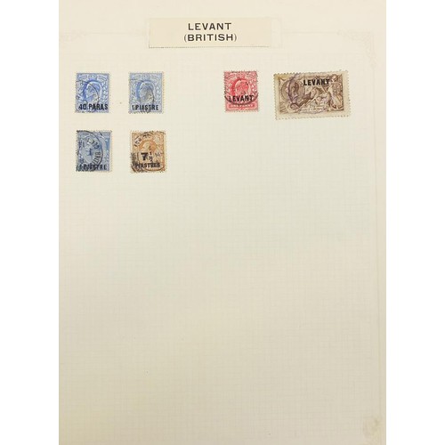 1956 - Commonwealth stamps Jamaica, Leeward Islands and British Levant arranged on several pages