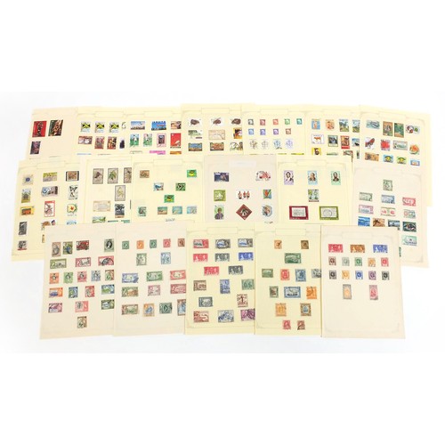 1956 - Commonwealth stamps Jamaica, Leeward Islands and British Levant arranged on several pages