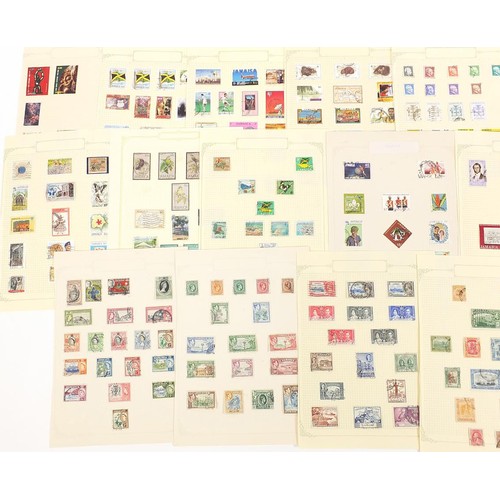 1956 - Commonwealth stamps Jamaica, Leeward Islands and British Levant arranged on several pages