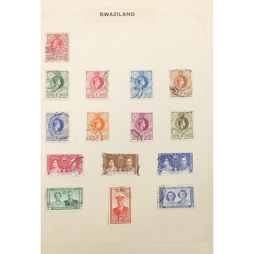 1912 - Commonwealth Swaziland, South Africa and Tasmania stamps arranged on several pages