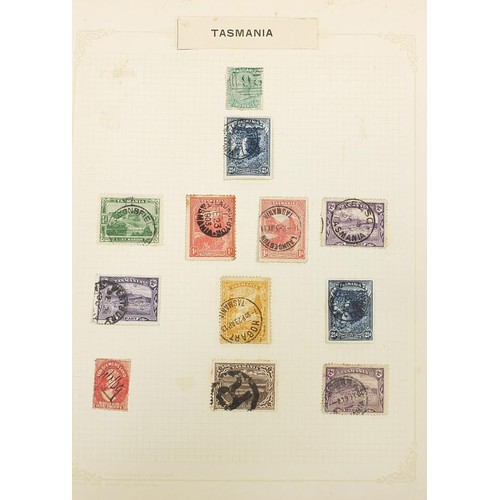 1912 - Commonwealth Swaziland, South Africa and Tasmania stamps arranged on several pages