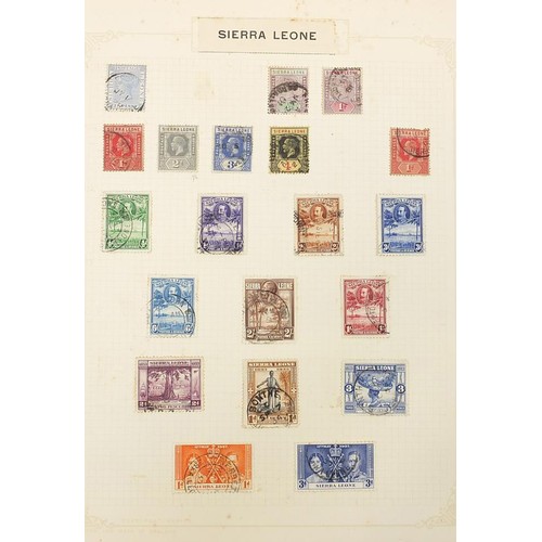 1900 - Commonwealth stamps Sierra Leone, Singapore and Somaliland arranged on several pages