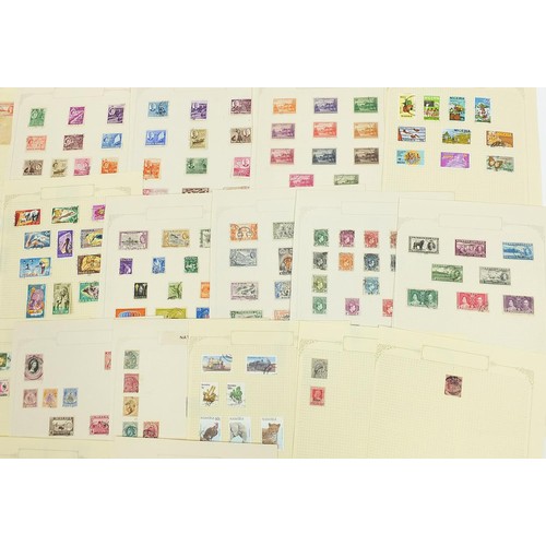 1911 - Commonwealth letters M and N, Monserrat, Morocco Agency, Newfoundland and Nigeria stamps arranged on... 