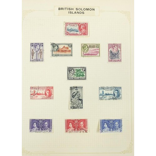 1935 - Commonwealth stamps British Guyana, British Honduras, British Solomon and Brunei arranged on several... 