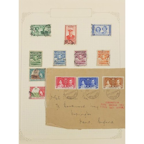 1939 - Commonwealth letter B stamps Bermuda, Basutoland, Bechaunaland arranged on several pages