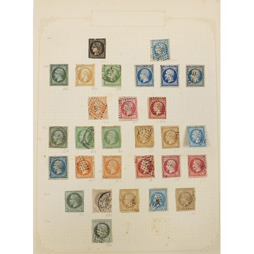 1894 - Early French collection of stamps and a cover arranged on five pages