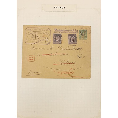 1894 - Early French collection of stamps and a cover arranged on five pages