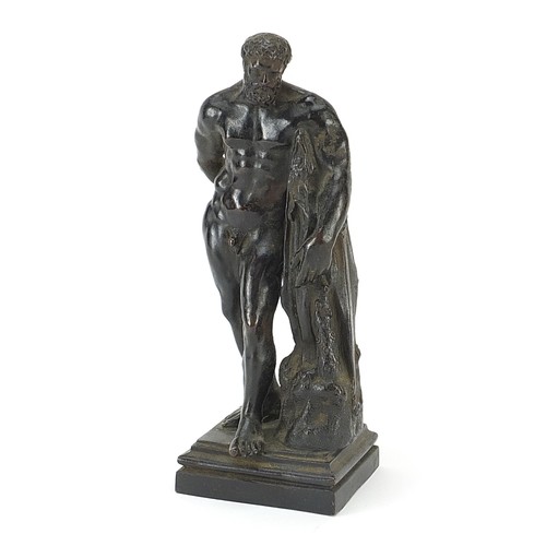 16 - Classical patinated bronze study of Hercules, 22cm high