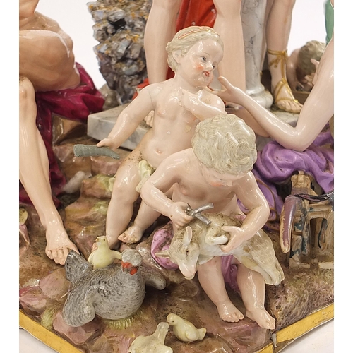 5 - Meissen, Large and impressive 19th century German Trade and Commerce with Mercury figure group, poss... 