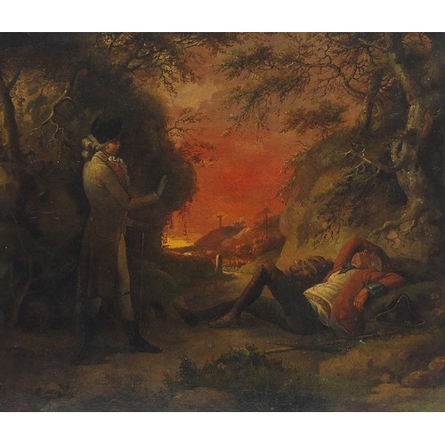 1000 - Manner of Joseph Wright of Derby - A dead soldier, 18th century oil on canvas, inscribed The Dead So... 