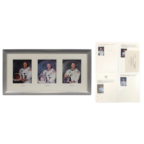 533 - Neil Armstrong, Edwin Aldrin Junior and Michael Collins, Apollo 11 ink signatures on photographs, wi... 