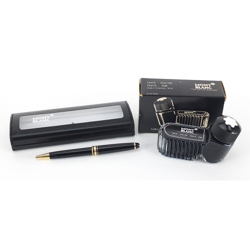 412 - Mont Blanc Meisterstuck ball point pen with case and ink, the pen with serial number HK1331571