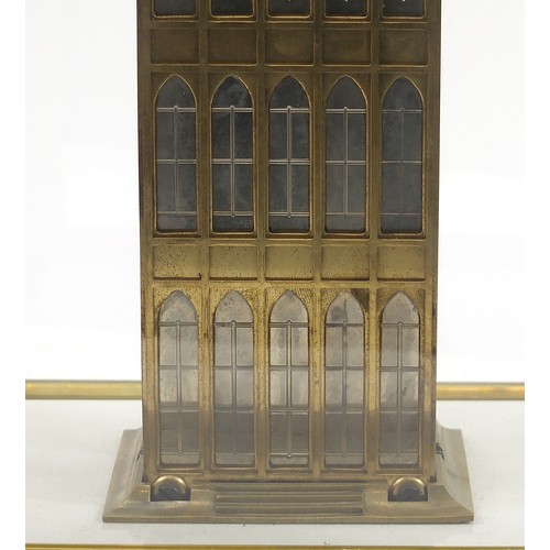 337 - Large Big Ben design skeleton style clock housed under a glazed display case, 69cm high