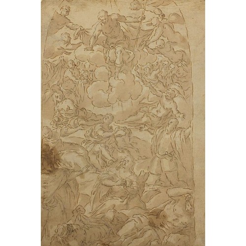 984 - Christ ascending to heaven, antique Old Master ink on paper, inscribed Nathaniel Hone verso, unframe... 