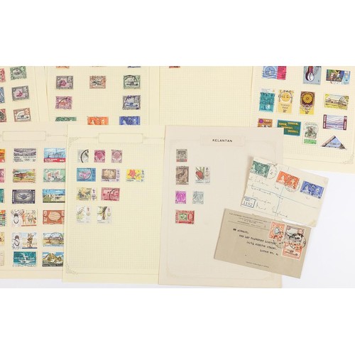 1957 - Collection of Q.U.T and Malaysian State stamps arranged on several pages