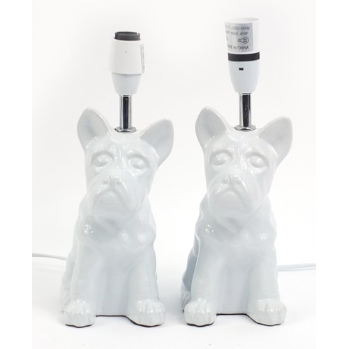 284 - Pair of ceramic French Bulldog table lamps, 30cm high