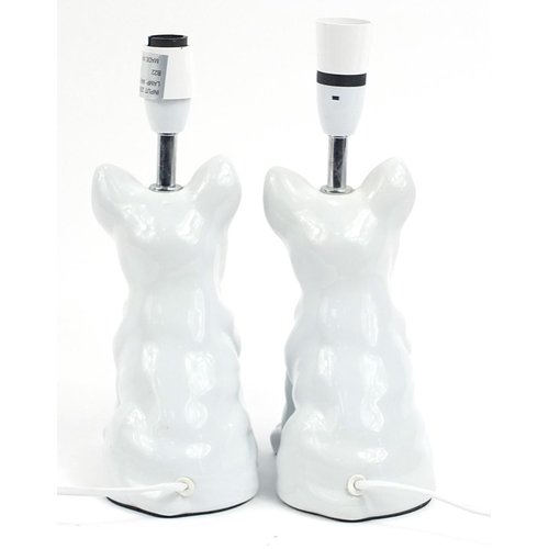 284 - Pair of ceramic French Bulldog table lamps, 30cm high