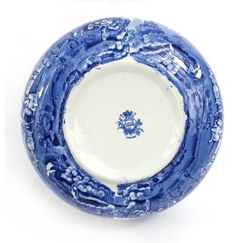 37 - Adams pottery blue and white willow pattern fruit bowl, 24cm in diameter